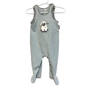 Sterntaler blue lamb embroidered one piece sleeveless footed snaps Size 4-5 mo